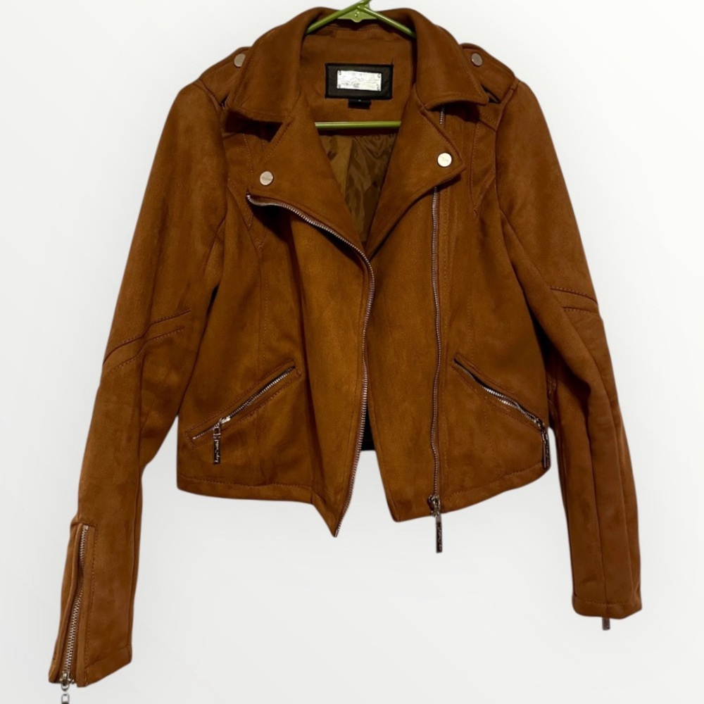 Faux Suede Cropped Moto Jacket - Picture 2 of 7